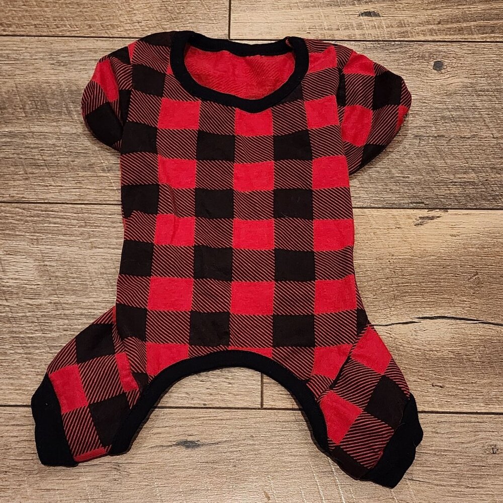 Vibrant Life Buffalo Red Black Plaid Onesie Pet Pajama XS